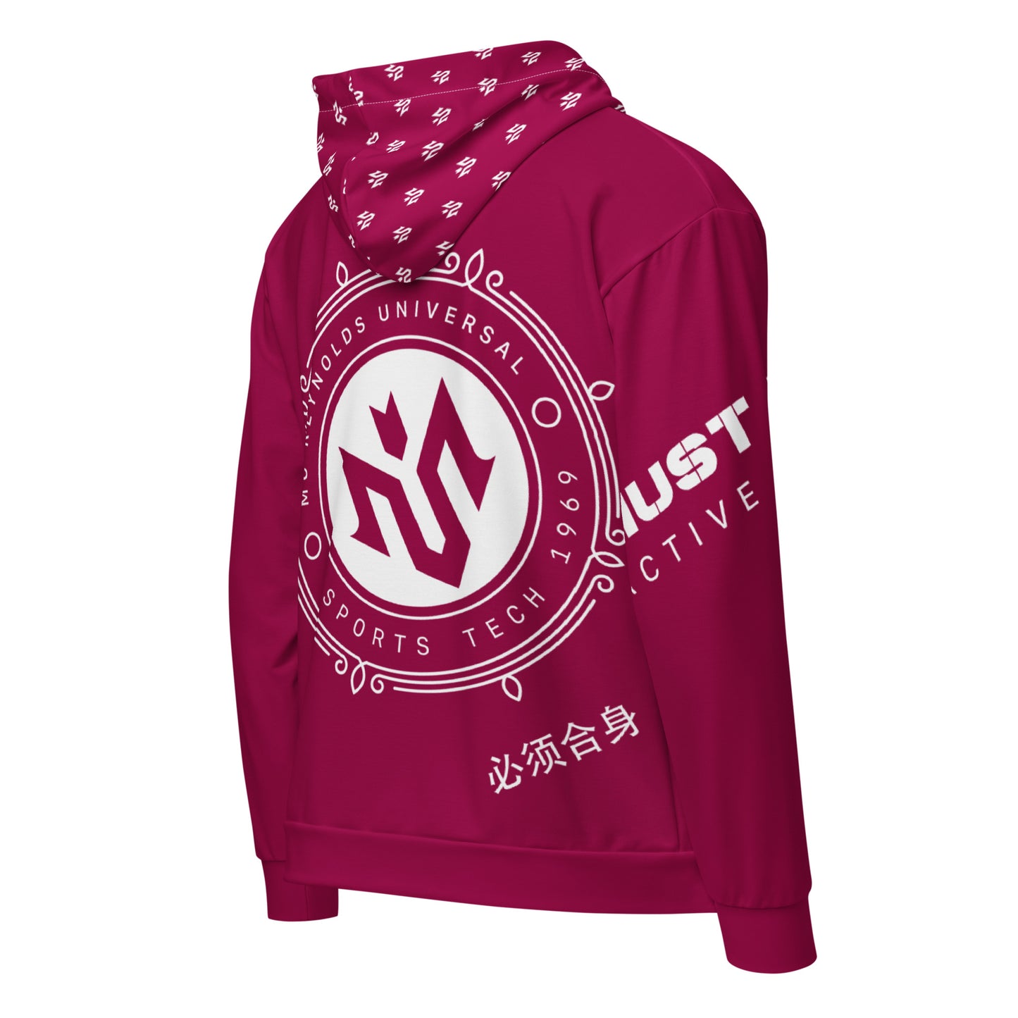 M.U.S.T. Fit -26 Degrees Burgundy' Unisex zip hoodie
